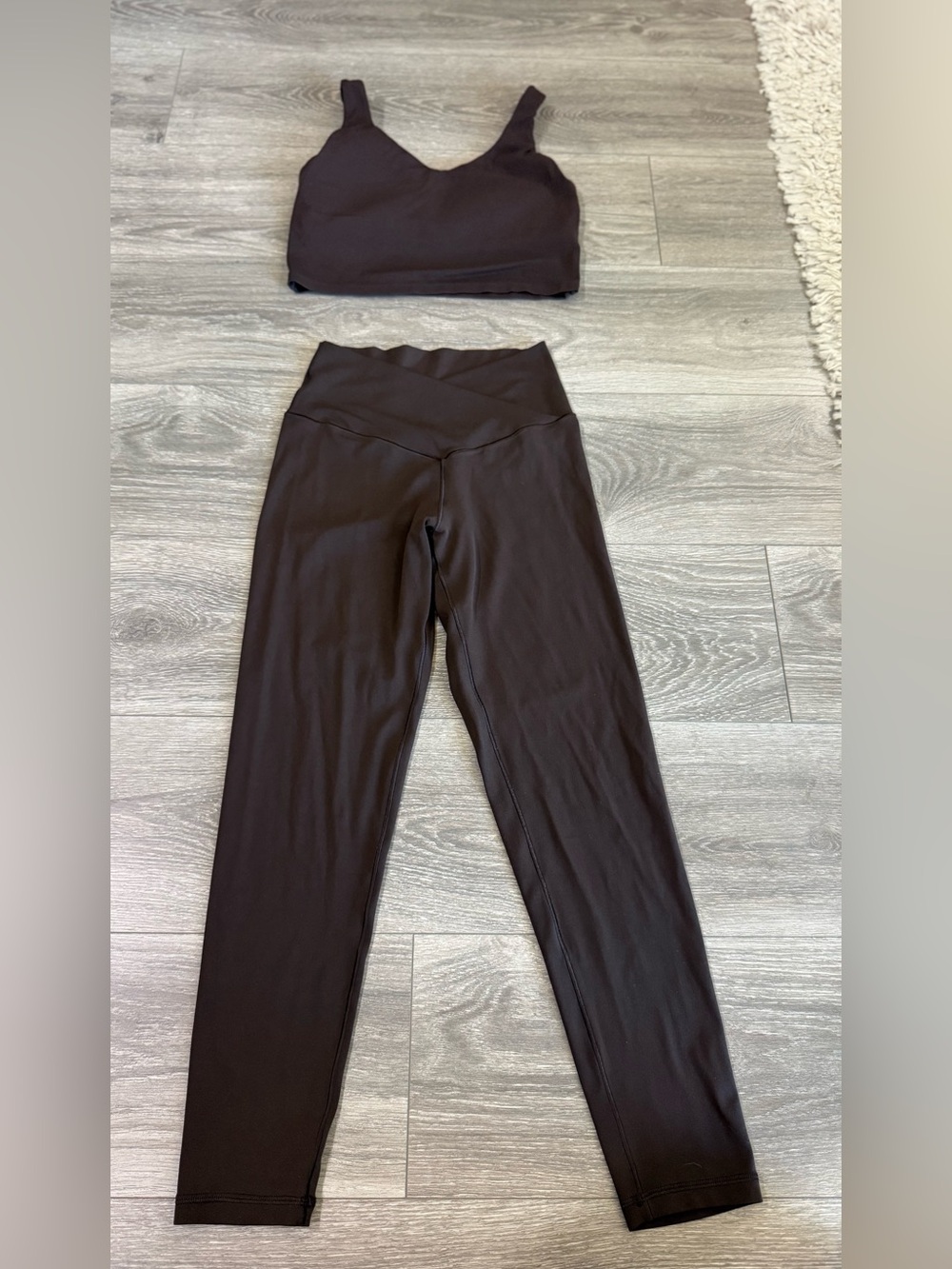 aerie Offline High-Waist Dark Brown Leggings and Matching Crop Tank